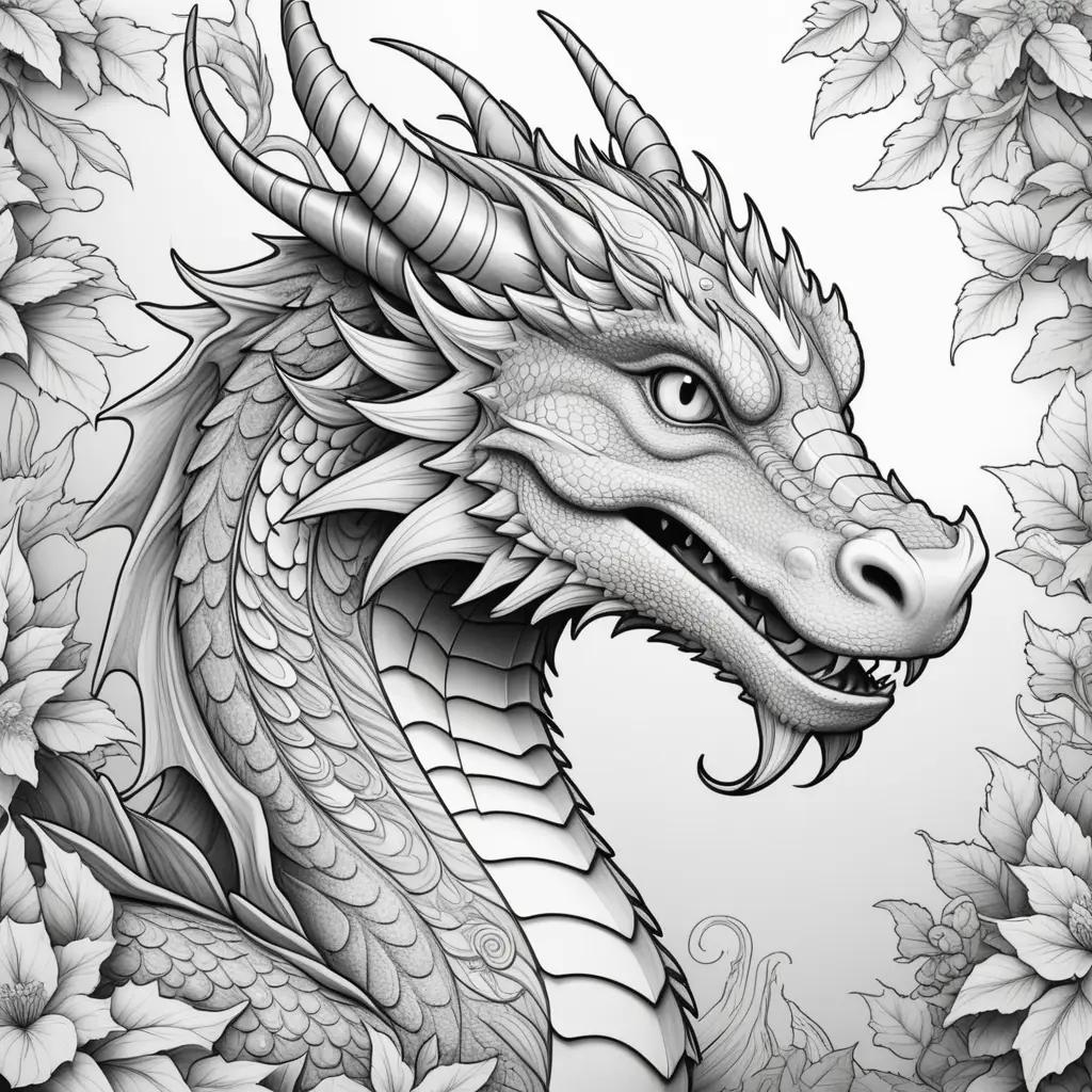 black and white coloring page of a dragon