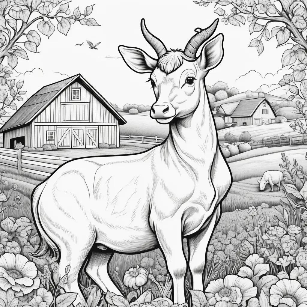 black and white coloring page of a farm animal