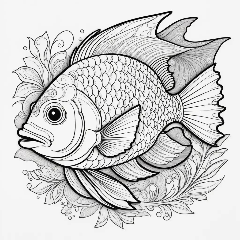 black and white coloring page of a fish