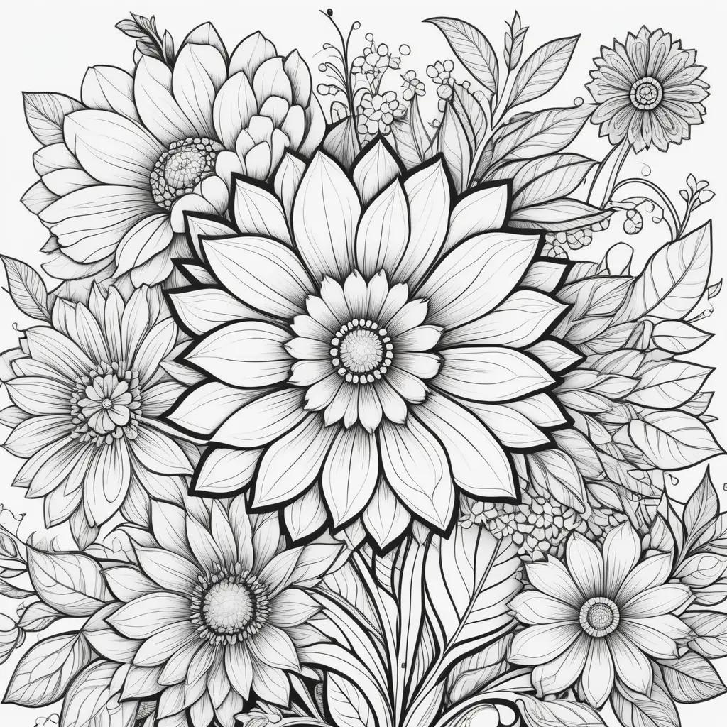 black and white coloring page of a flower