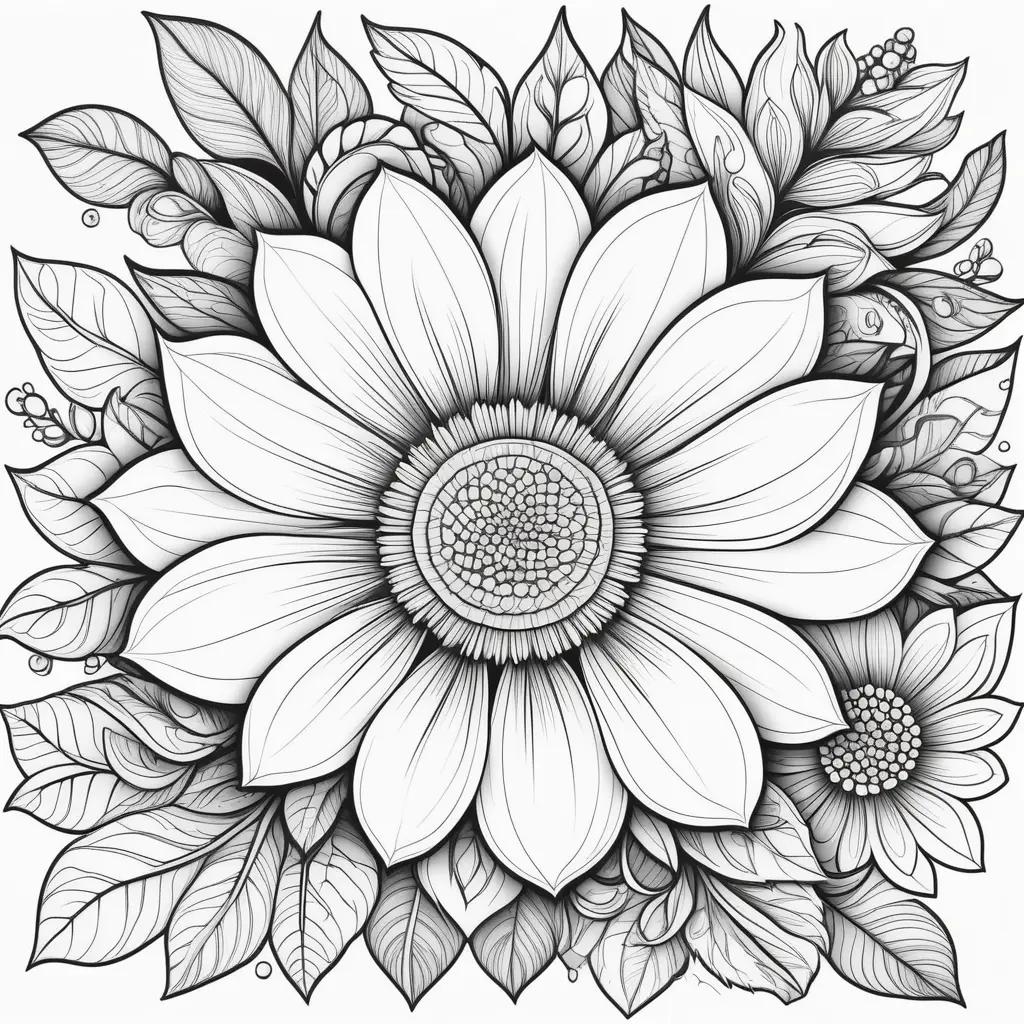 black and white coloring page of a flower