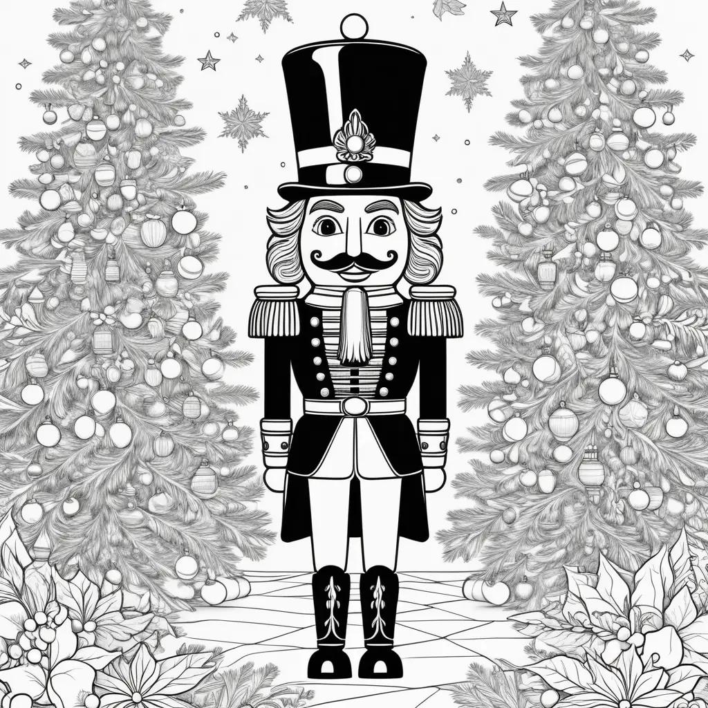 black and white coloring page of a nutcracker