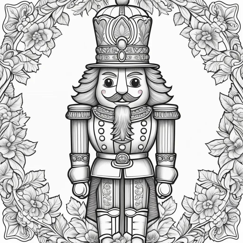 black and white coloring page of a nutcracker