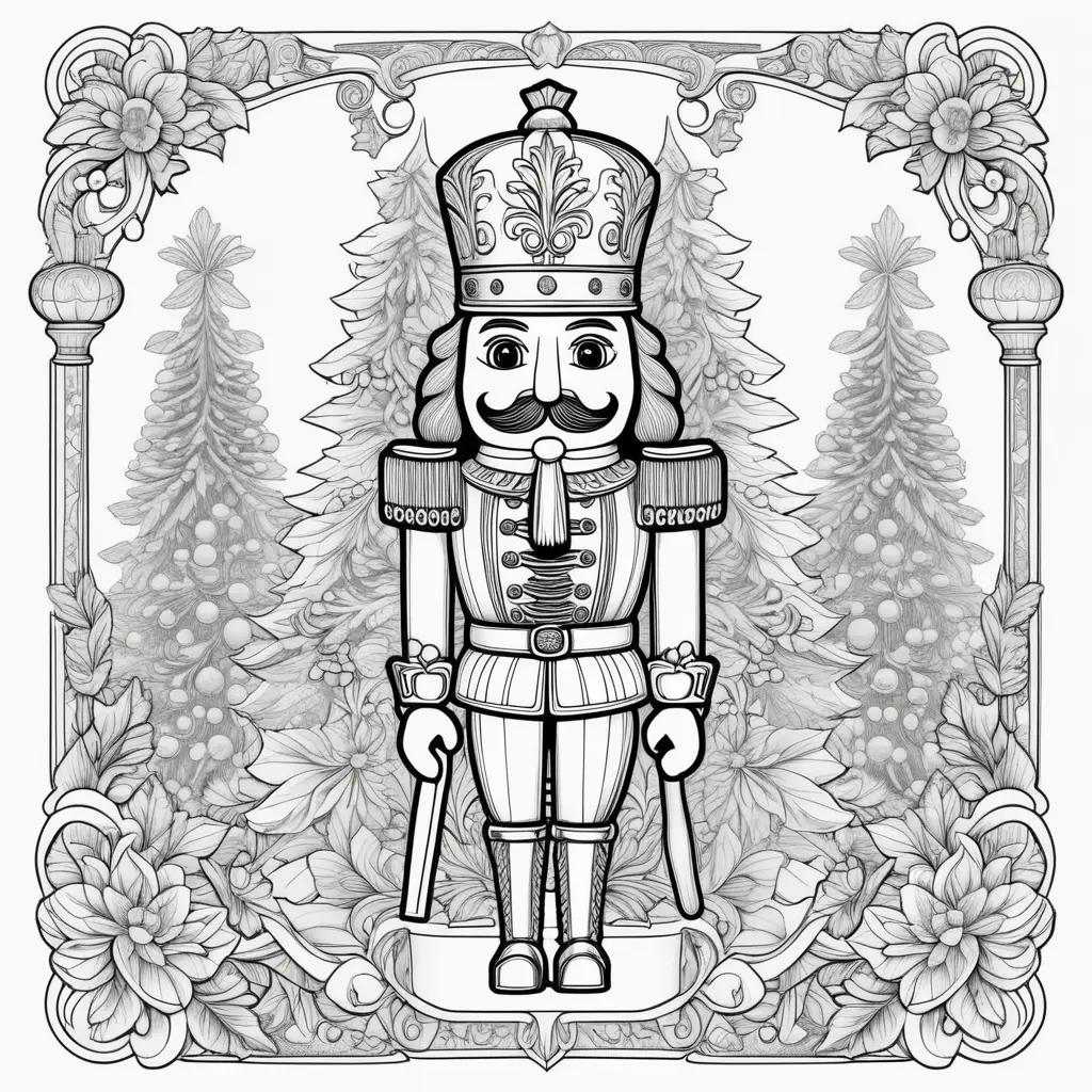 black and white coloring page of a nutcracker