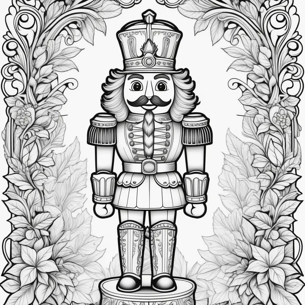 black and white coloring page of a nutcracker