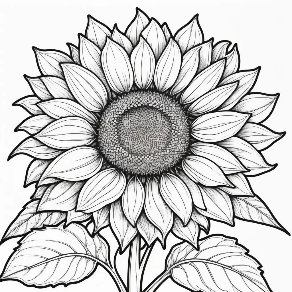 black and white coloring page of a sunflower