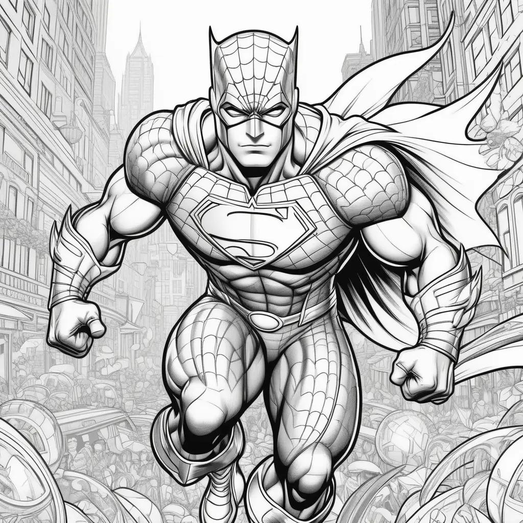 black and white coloring page of a superhero