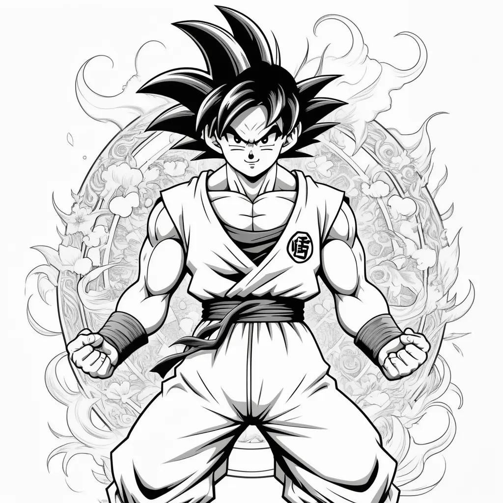 Dibujo de Goku en blanco y negro para colorear
