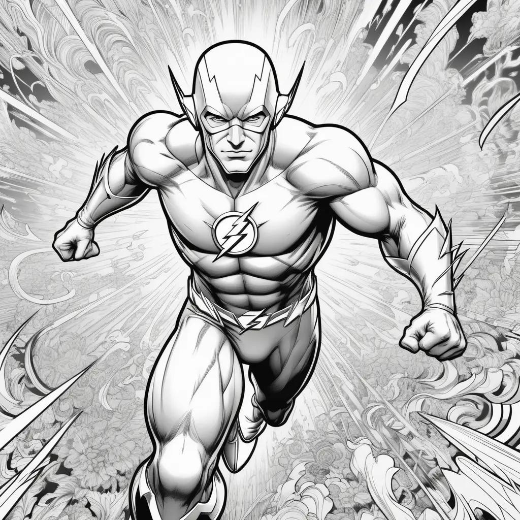 black and white coloring page of the Flash