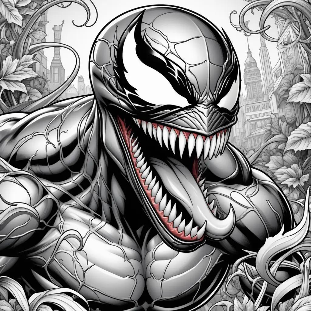 black and white coloring page of venom