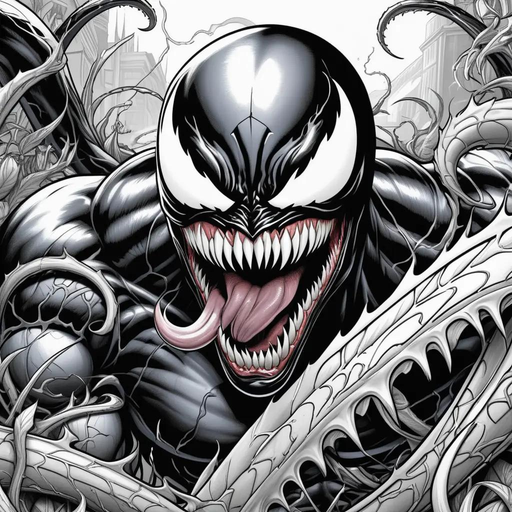 black and white coloring page of venom