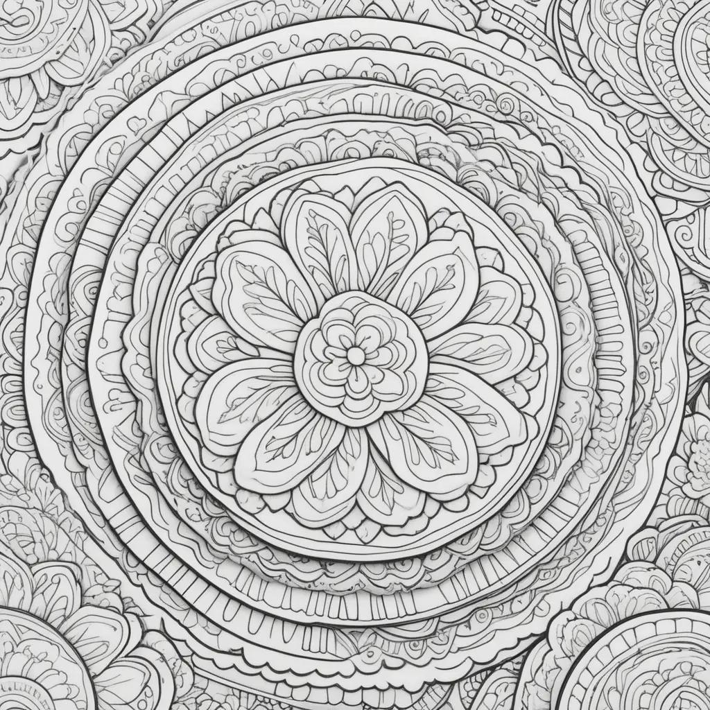 black and white coloring page with a flower on it