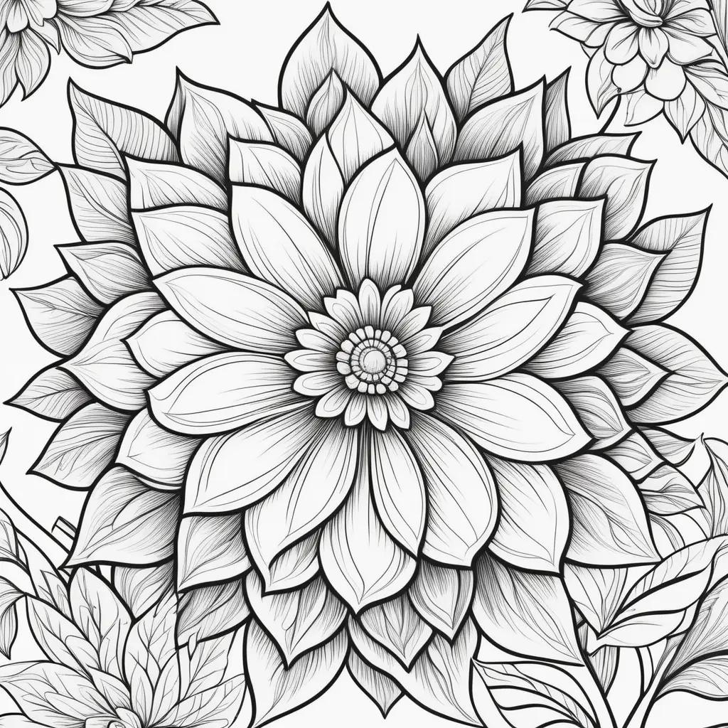 black and white coloring page with a flower