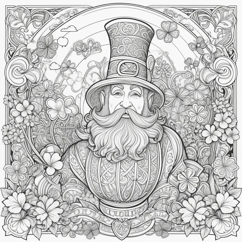 black and white coloring page with a man on a hat