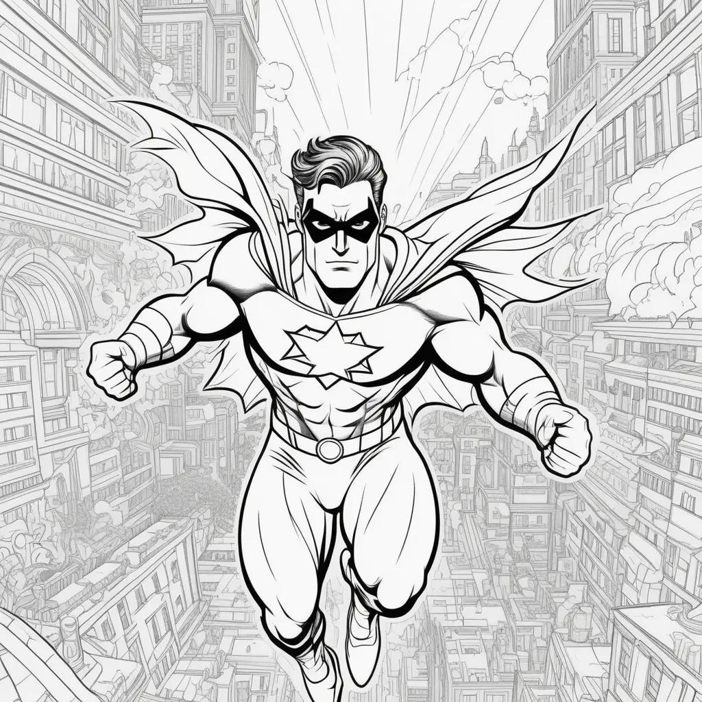 black and white comic of a superhero flying