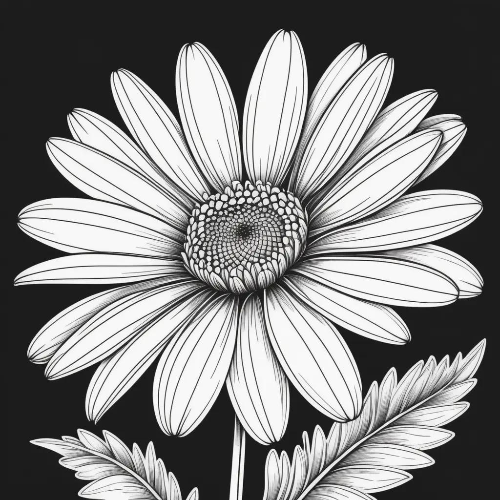 black and white daisy coloring page