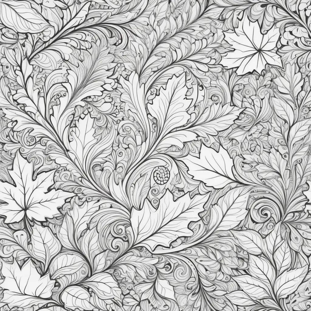 black and white design featuring fall leaves