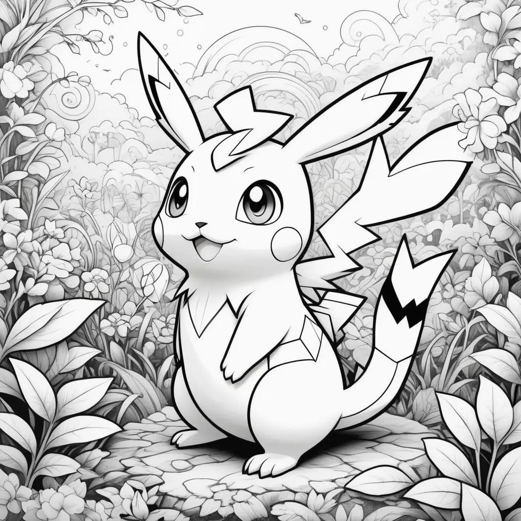 black and white drawing of a Pokemon