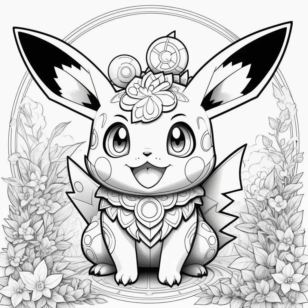 black and white drawing of a cute Pokemon