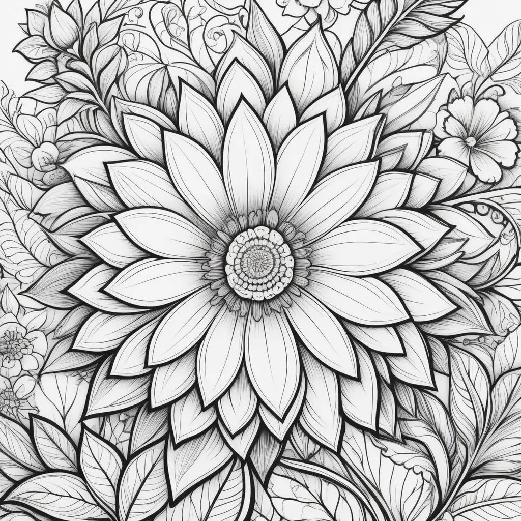 可愛い花の白黒画