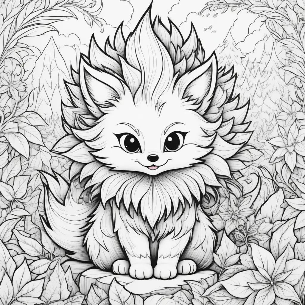 black and white drawing of a cute little cat