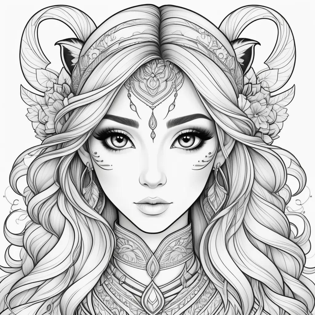 black and white drawing of a girl with a crown