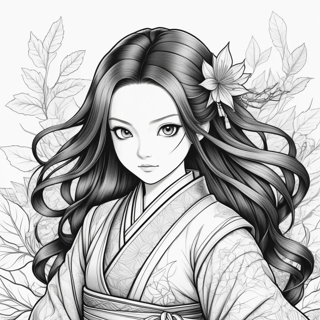 black and white drawing of a girl with a flower in her hair