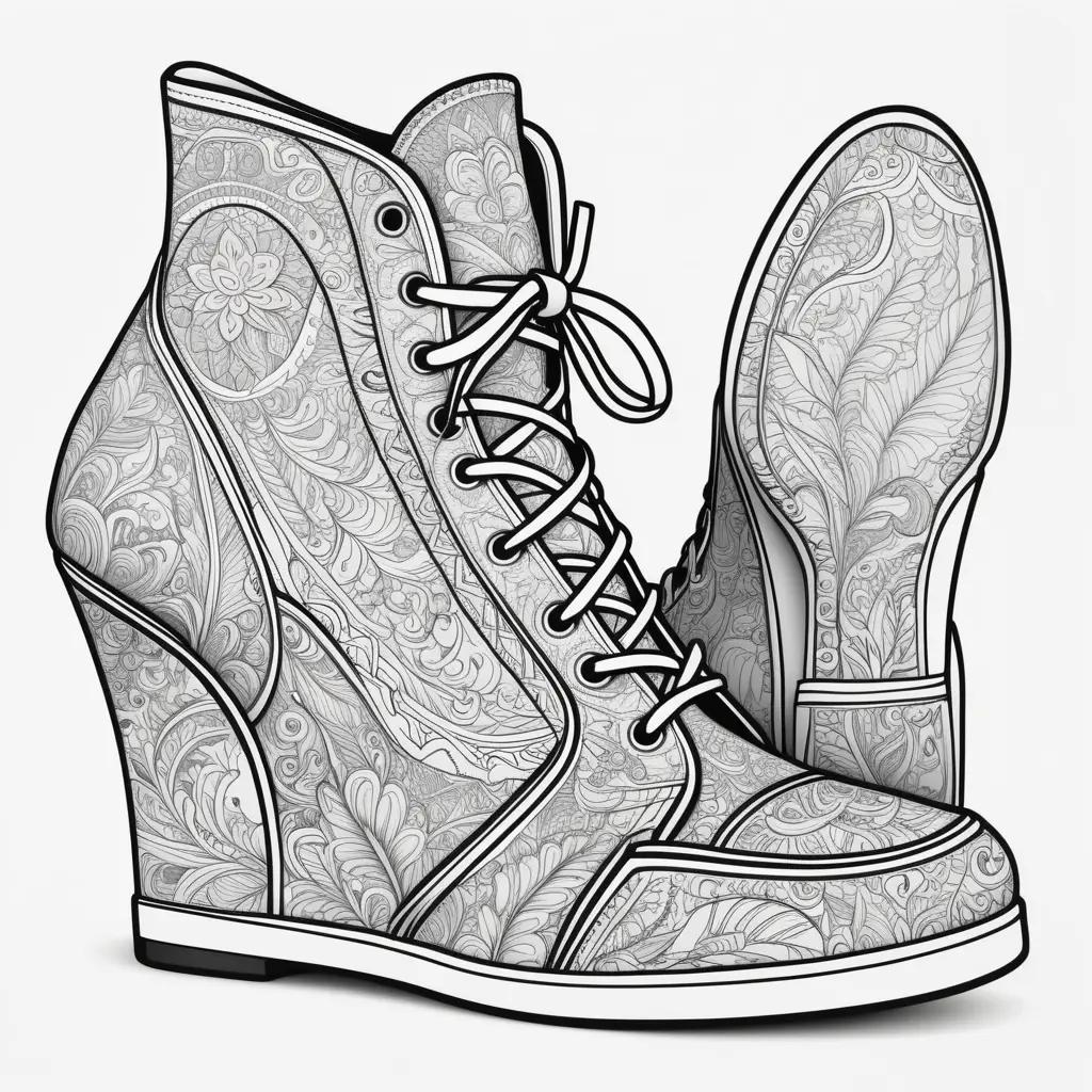 black and white drawing of a shoe with lace