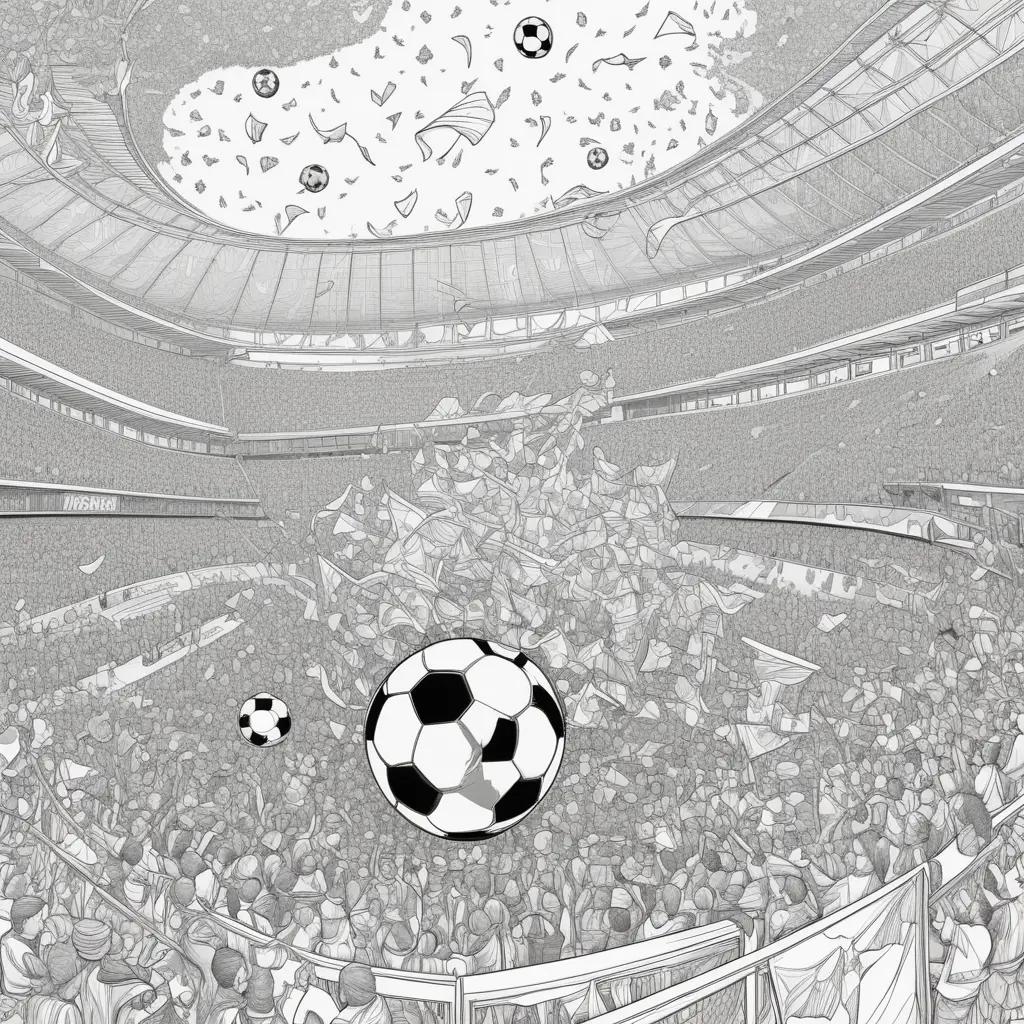 black and white drawing of a soccer field