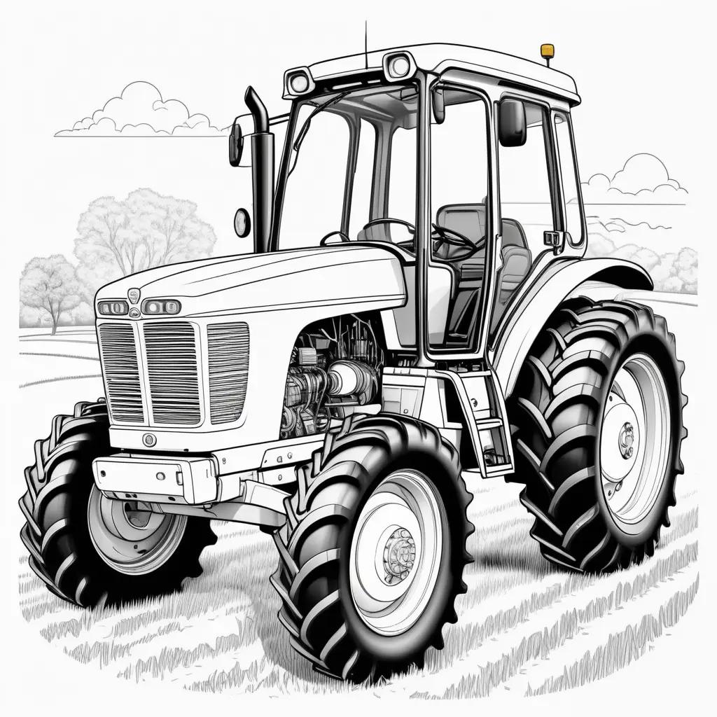 black and white drawing of a tractor