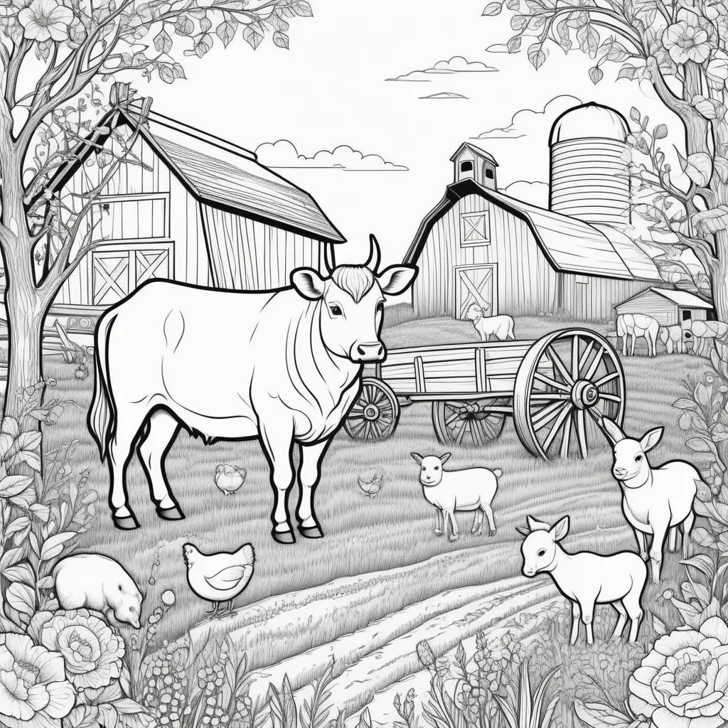 black and white farm animals coloring page