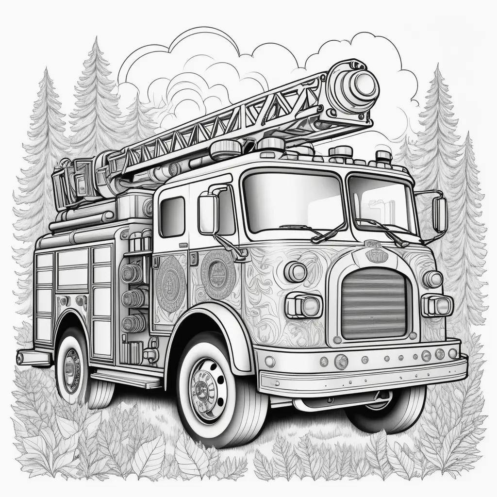 black and white fire truck coloring page