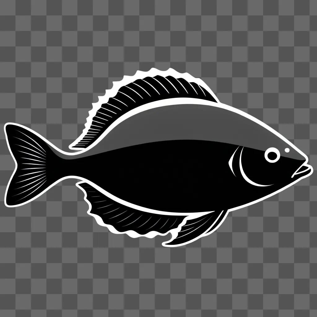 black and white fish clipart image