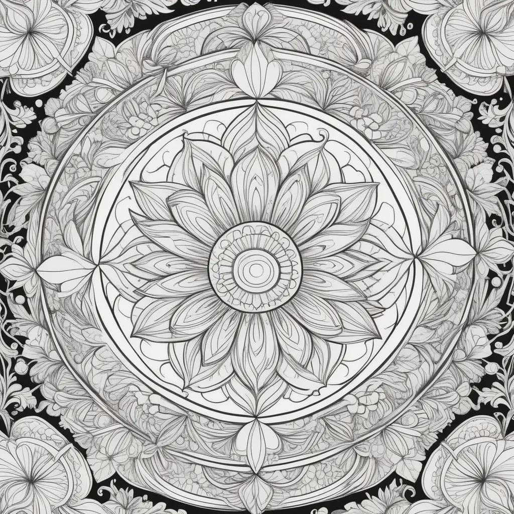 black and white flower on a super coloring page