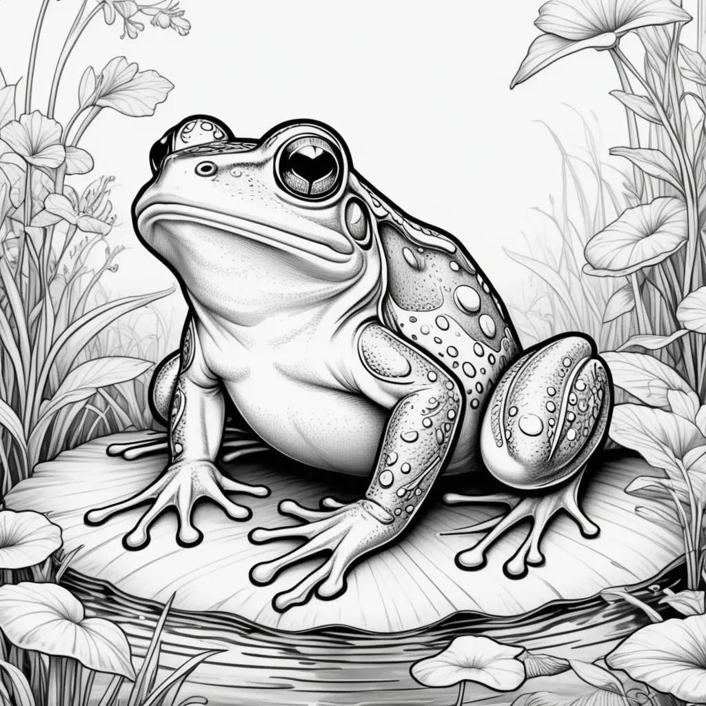 black and white frog coloring page