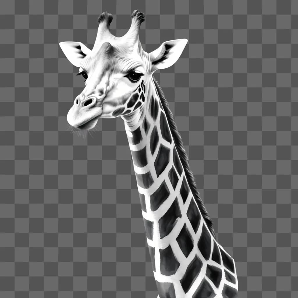 black and white giraffe drawn in a sketch style