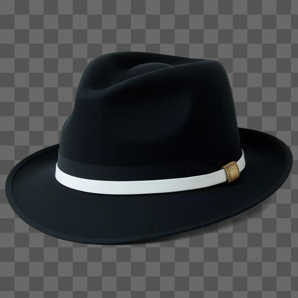 黒と白の帽子、ゴールドストラップ