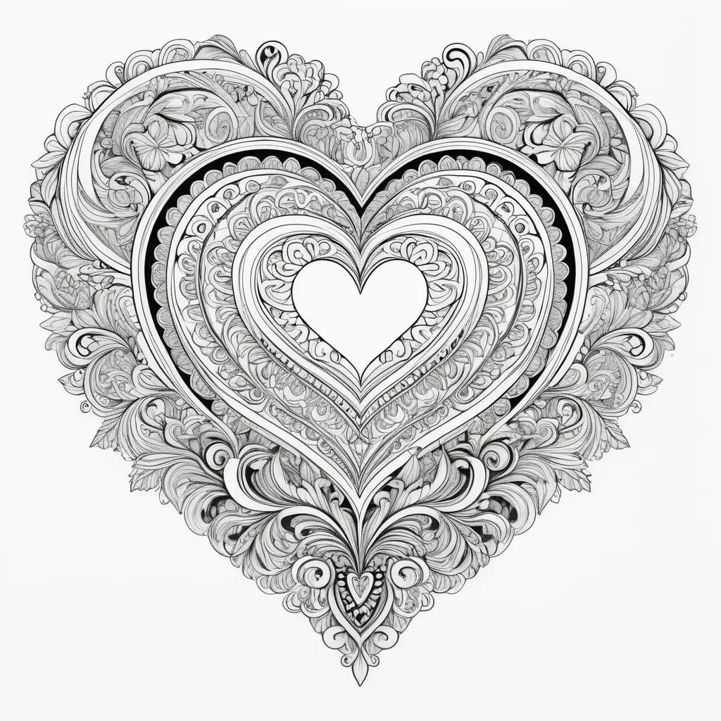 black and white heart design on a color page