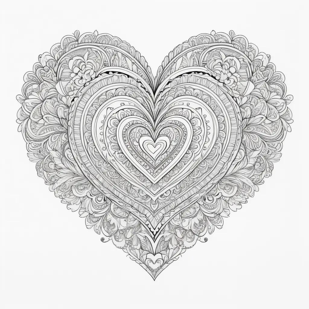 black and white heart design page with color options