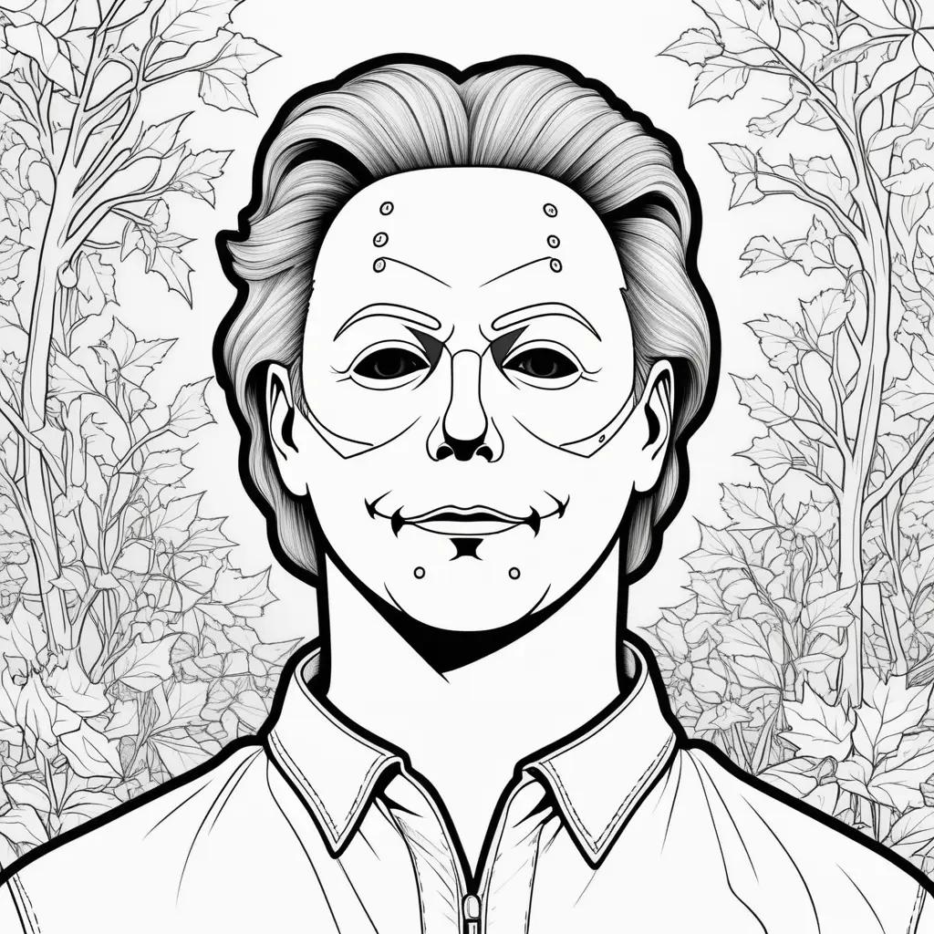 black and white illustration of Michael Myers