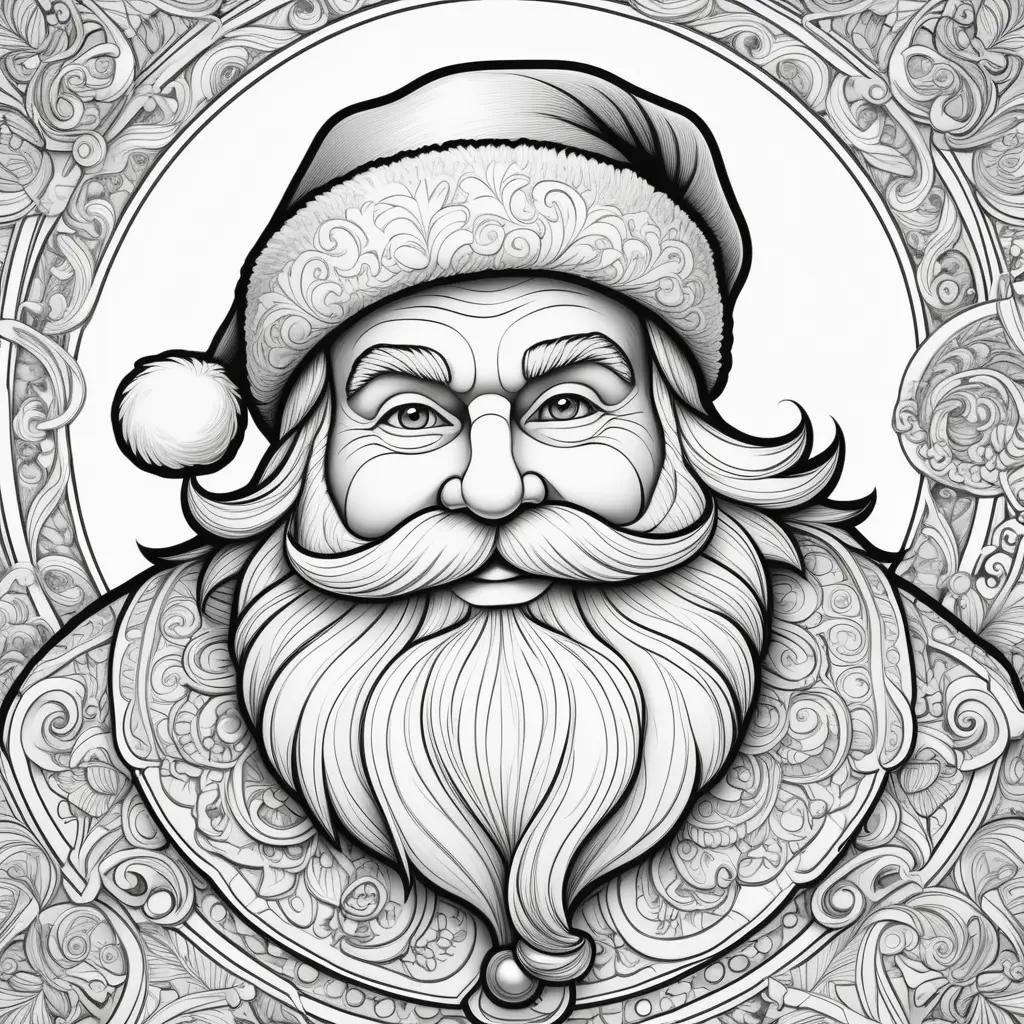 black and white illustration of Santa Claus