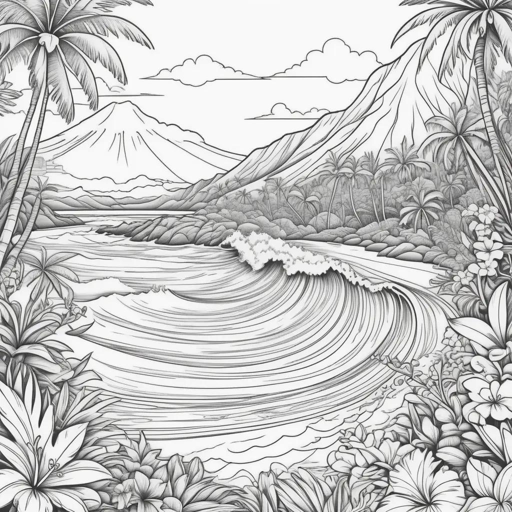 black and white illustration of a beach scene