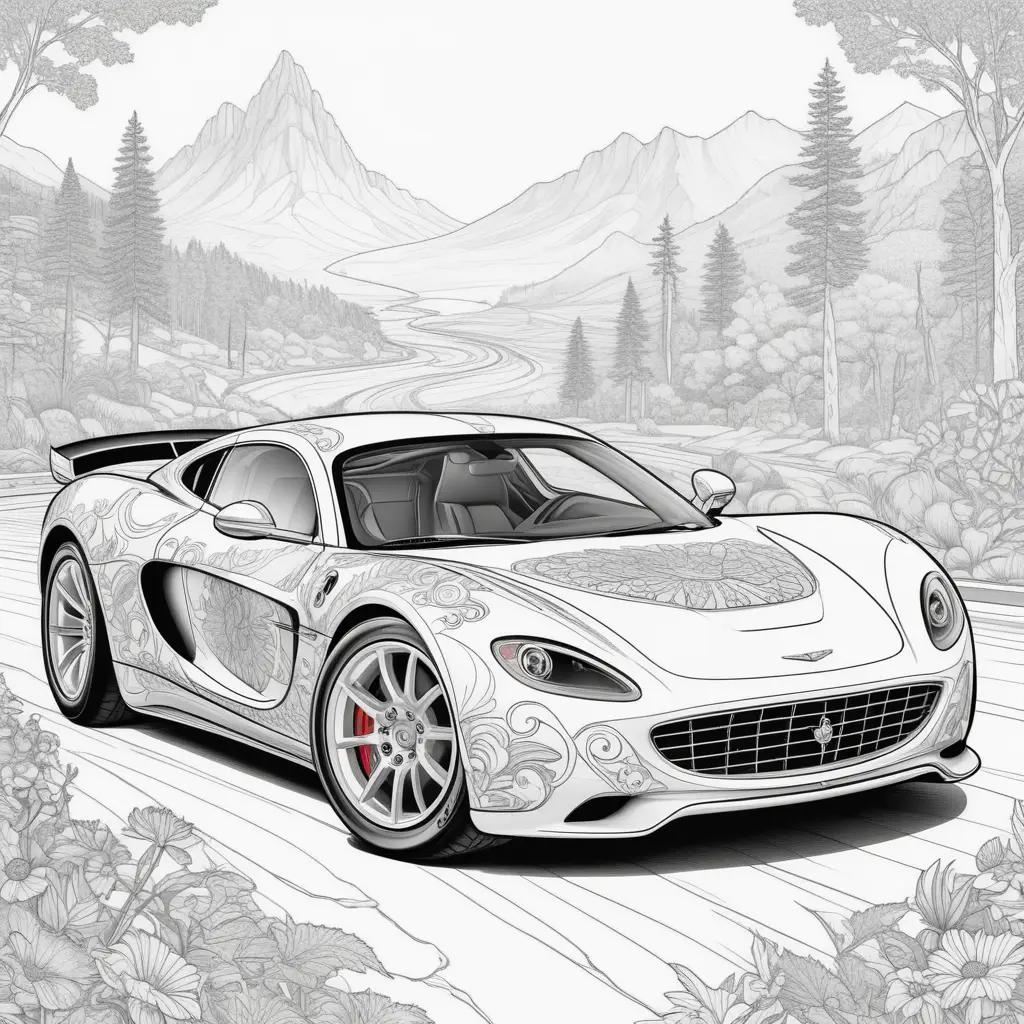 black and white illustration of a car with flowers on it