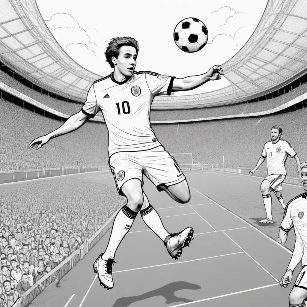 black and white illustration of a soccer player