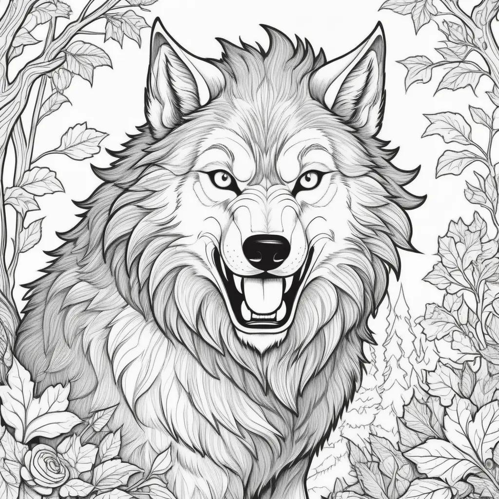 black and white illustration of a werewolf with a smile