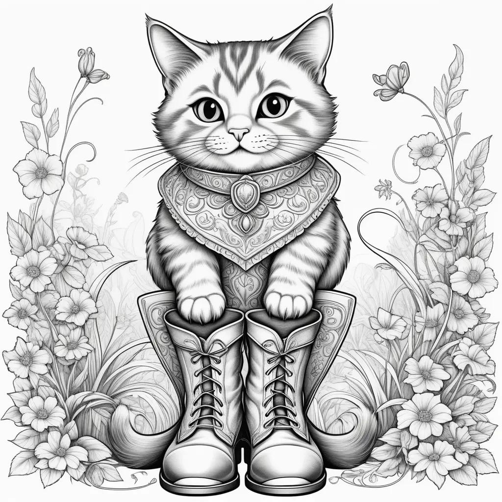 black and white kitten wearing boots and a bandana