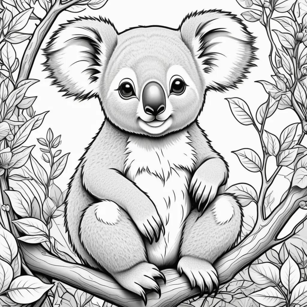 black and white koala bear coloring page