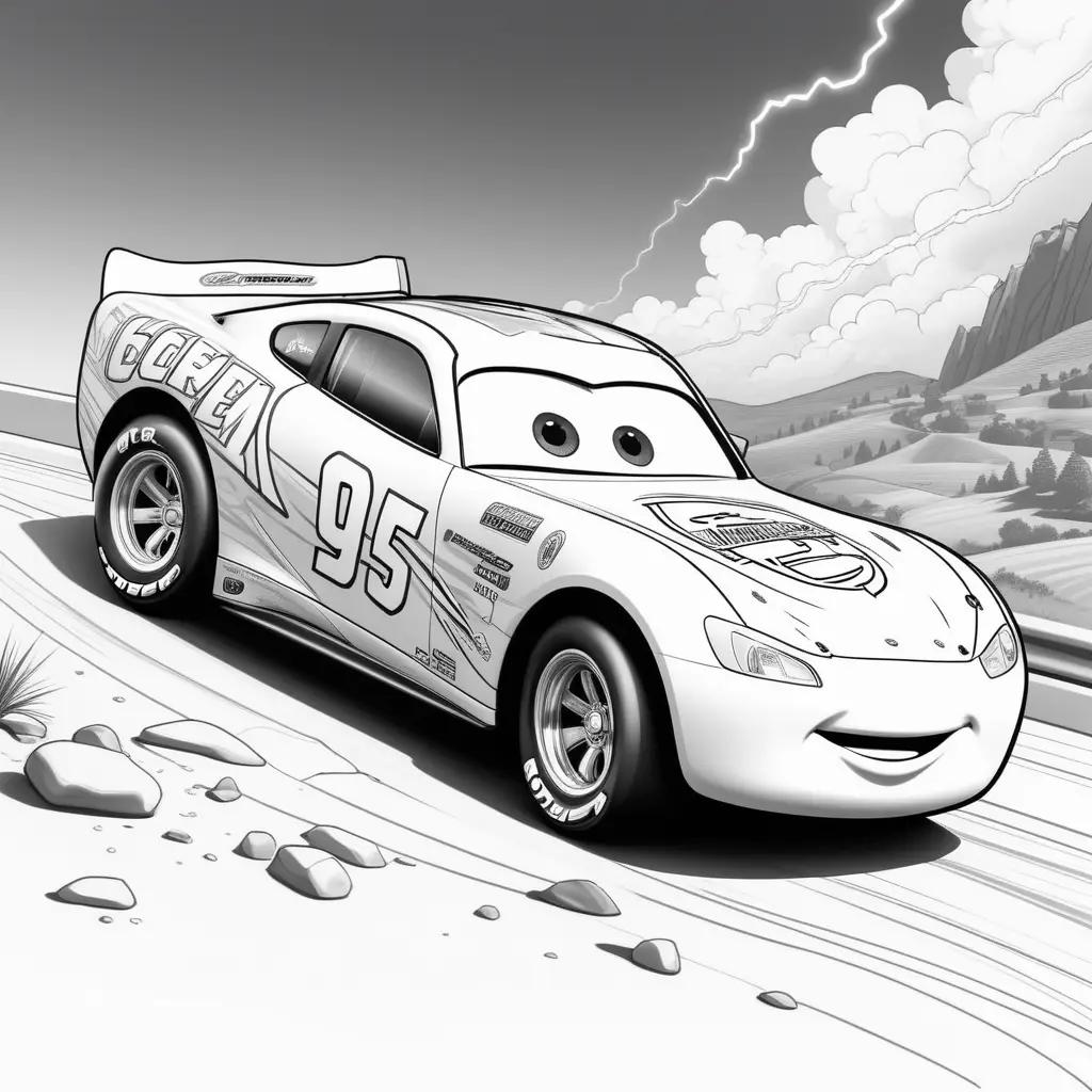 black and white lightning mcqueen color page