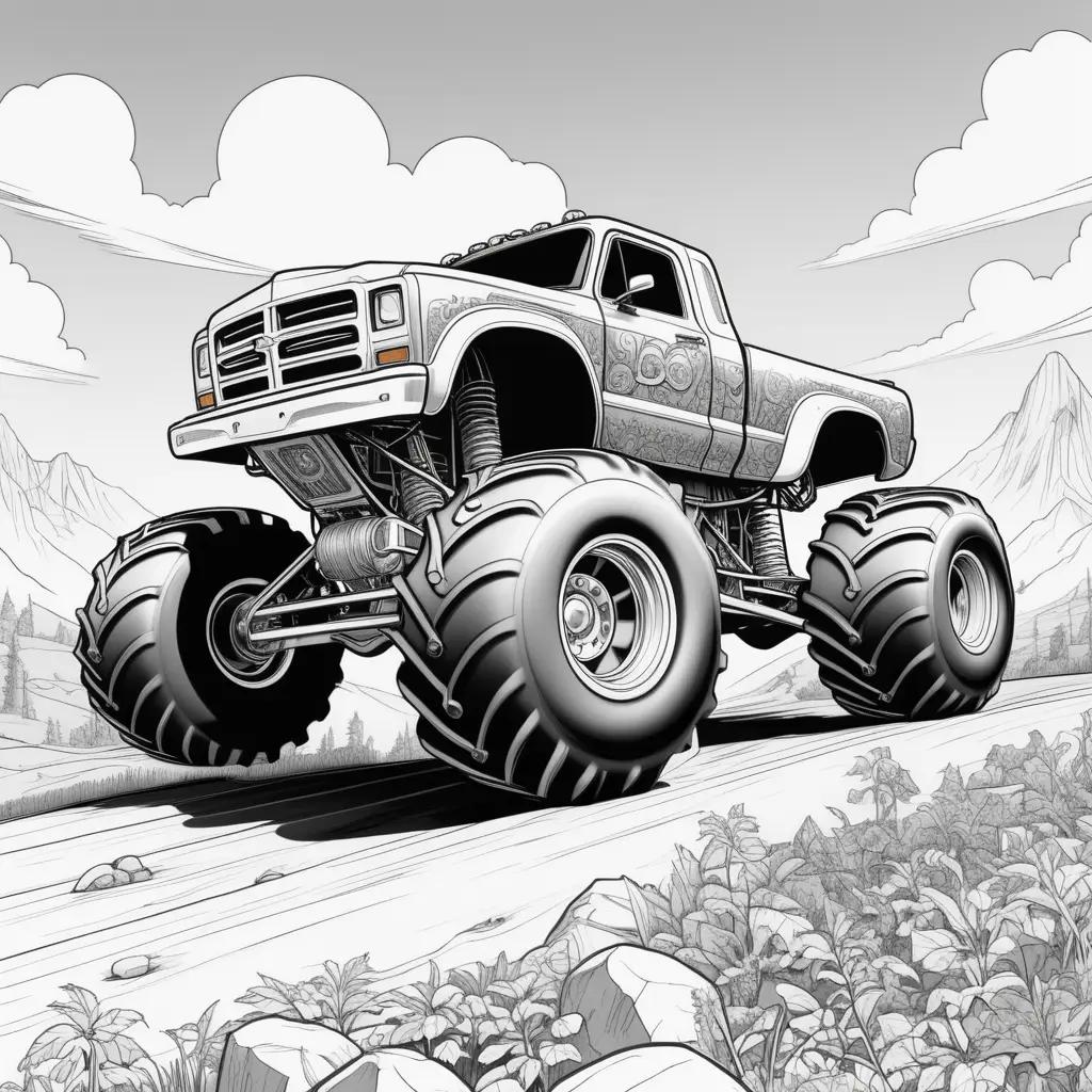 black and white monster truck color page