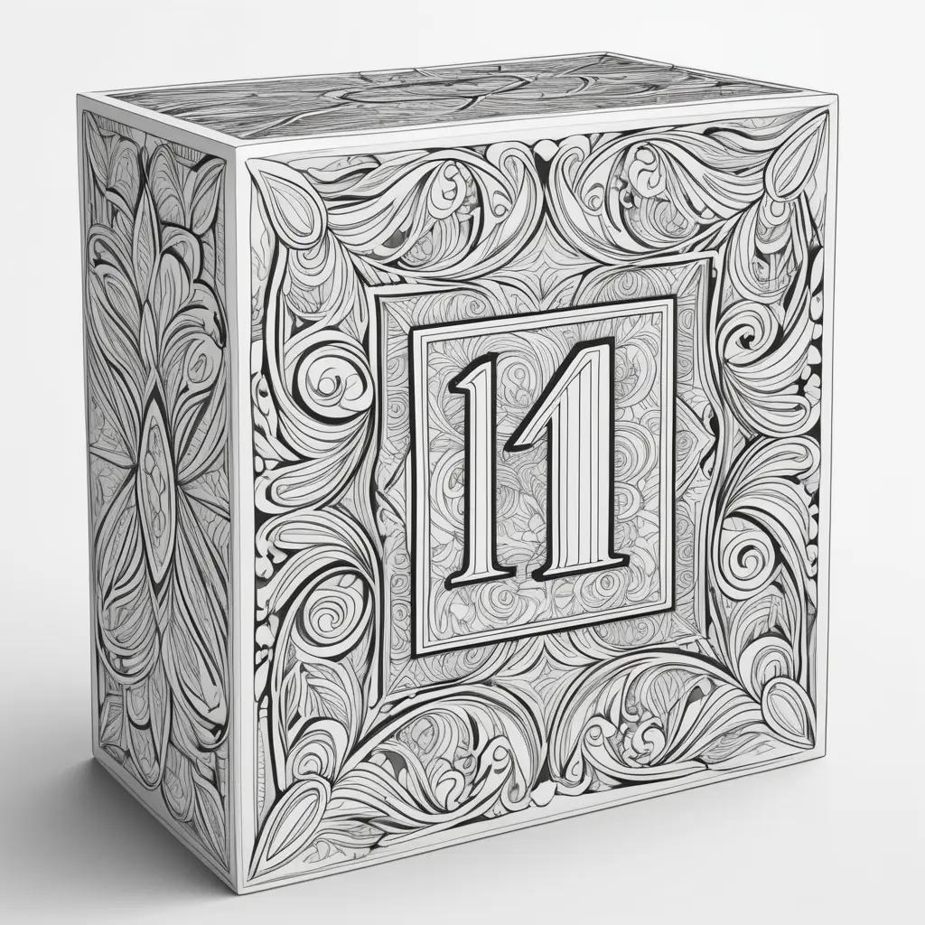 black and white number block coloring page with the number 11 on it